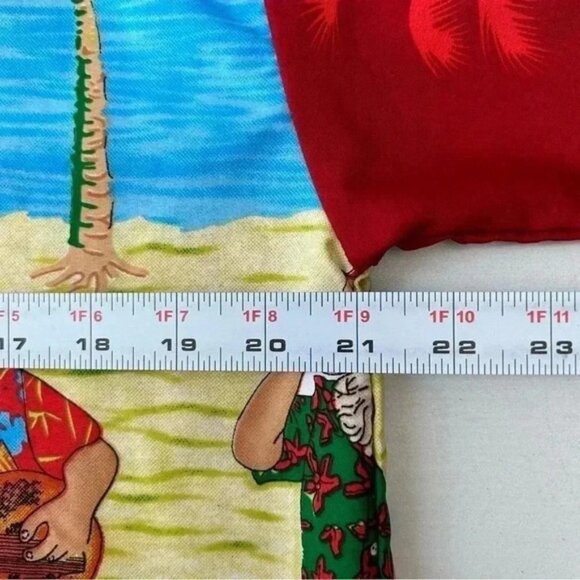 Rima Mens Hawaiian Santa Shirt Short Sleeve Button Front Red Blue Yellow Medium - Picture 11 of 13
